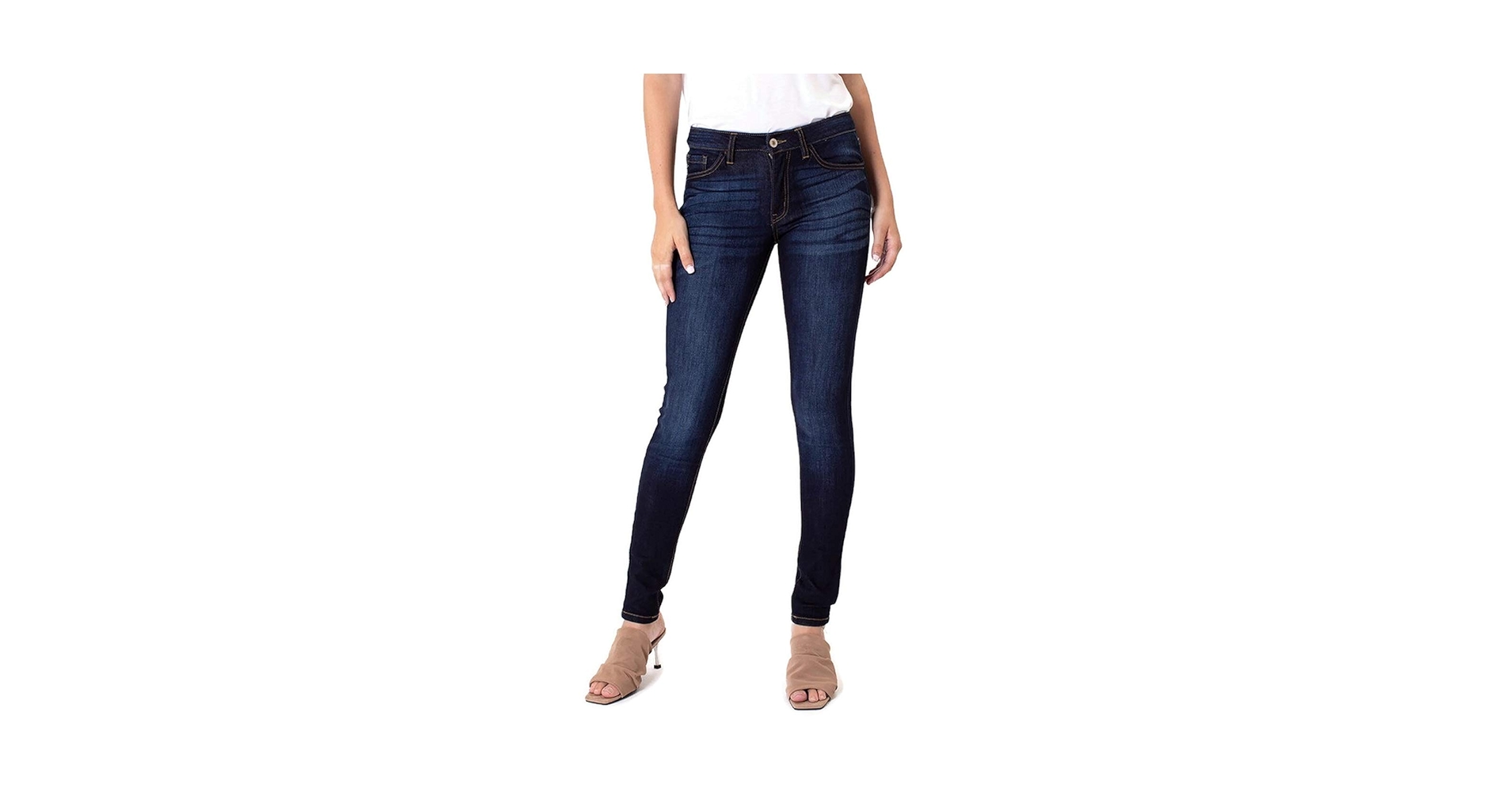 Kan Can Women's Five Pocket Basic Mid Rise Super Skinny